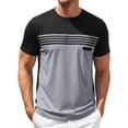 thumbnail image 2 of Qiyinn Men's Casual Regular Fit Striped Shirt Stylish Short Sleeve Crew Neck Summer Workout Tee Shirts Going Out, 2 of 9