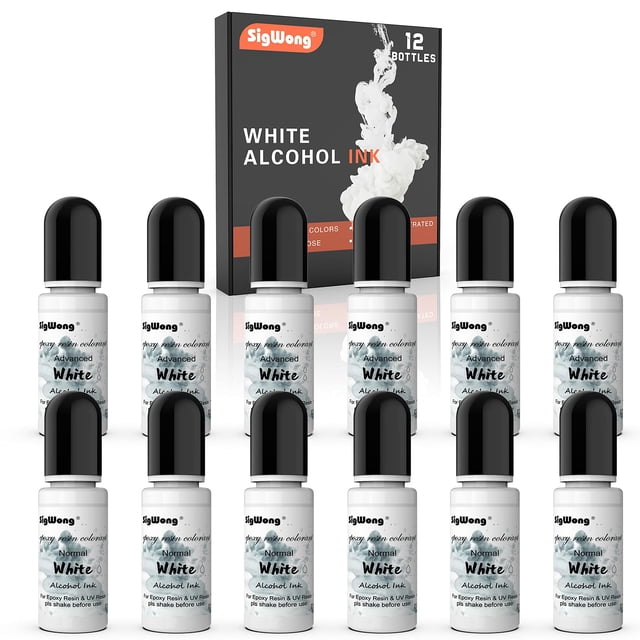 Set de Tintas de Alcohol SigWong 12x10ml Tinta de Alcohol Blanca 120ml