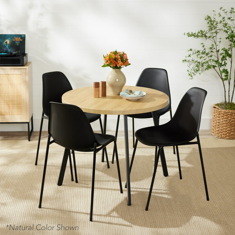 Best Choice 35.5in Mid Century Round Dining Table for Small Spaces w Steel Legs Natural Walmart