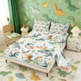 thumbnail image 2 of Manfei Dreamy Watercolor Dragon Animals Bed Sheets,Cute Cloud Stars Full Size Sheets,Yellow White,4 Pieces,1 Flat Sheet,1 Fitted Sheet and 2 Pillowcases, 2 of 6