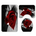 thumbnail image 5 of Rose Waterproof Shower Curtain Bath Mat Lid Cover Bathroom Decor 4PCS/Set: Pedestal Rug + Lid Toilet Cover + Bath Mat + Shower Curtain + 12 Hooks, 5 of 8