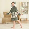 thumbnail image 4 of FORMRS Niños Bathrobe Unisex Hooded Robe Soft Plush Pajamas Sleepwear, Size 10-12T, Beige Snowmen, 4 of 7