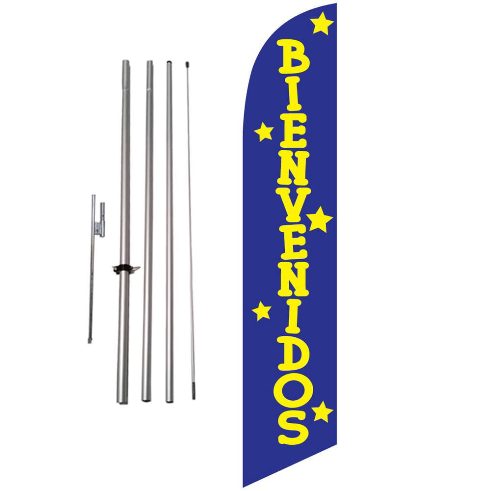 15' Feather Banner Swooper Flag Kit with pole+spike SALE blue and white 