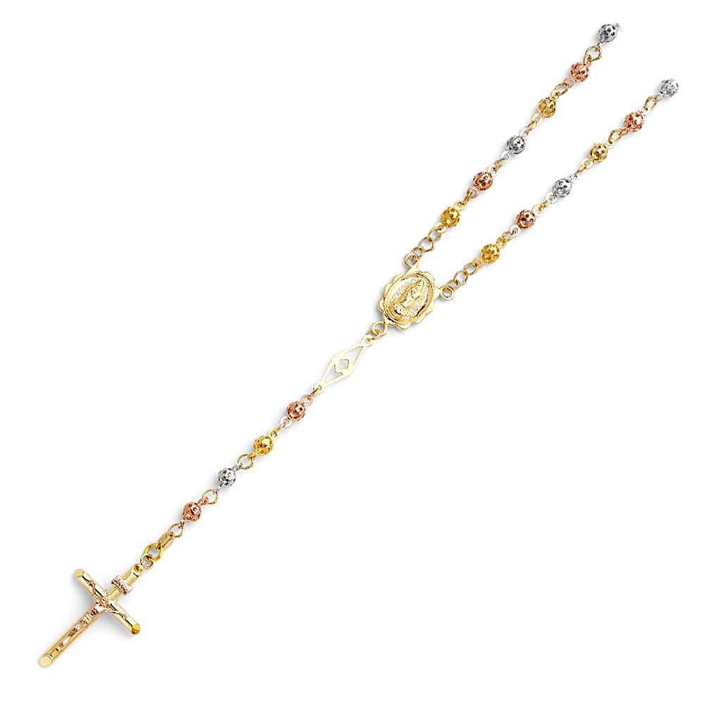 14K Solid Tri-Color Gold 8mm Puff Ball 