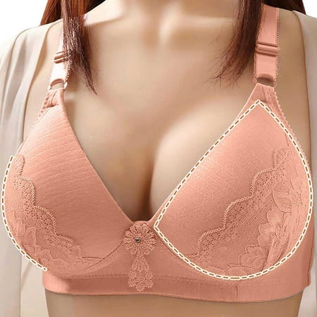

WHLBF Womens Bras Thin Large Size Breathable Gathered Underwear Women s Non-steel Bra Daily Bra Orange L()