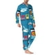thumbnail image 2 of Fotbe Transportations With Cute Animals Pijama de Hombre con Estampado de Manga Larga, Conjunto de 2 Piezas, Ropa de Dormir Suave y Cómoda con Bolsillos-Small, 2 of 7