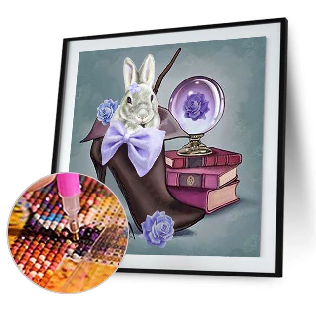 Cuadros Decorativos Pintura de diamante 5D DIY Conejo Taladro redondo completo Imagen de diamantes de imitación Tmvgtek embutido en tela