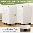 thumbnail image 5 of SUNCROWN 3 Drawer File Cabinet, Metal Filing Cabinets for Home Office with Lock Wheels, Small Mobile File Cabinets for A4/Legal/Letter File, Printer Stand, Under Desk Mobile File Cabinet(White), 5 of 7