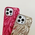 thumbnail image 6 of Chrome Case for Women/Girls, 3D Pleated Water Ripple Solid Color Soft Phone Case Compatible with iPhone 12 Pro, Purple, 6 of 8
