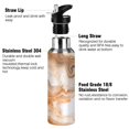 thumbnail image 3 of Orange Marble Sports Water Bottle with Straw Lid Insulated Stainless Steel Leak Proof BPA Free Thermal Mug with Handle for Gym Yoga Cycling Camping, 3 of 8
