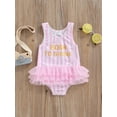 thumbnail image 2 of Qmyliery Kids Girls Sleeveless Swim Romper, Letter Print O-Neck Short Swimsuit Casual, 2 of 8