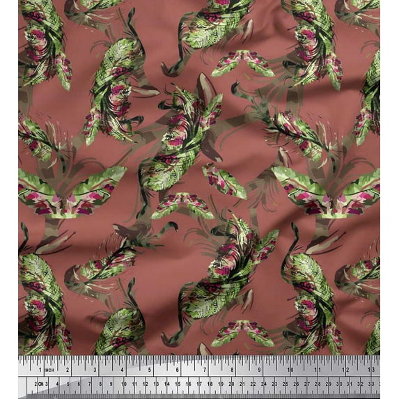 Soimoi Rayon Crepe Fabric Leaves & Texture Fabric Prints By Yard 46 Inch Wide