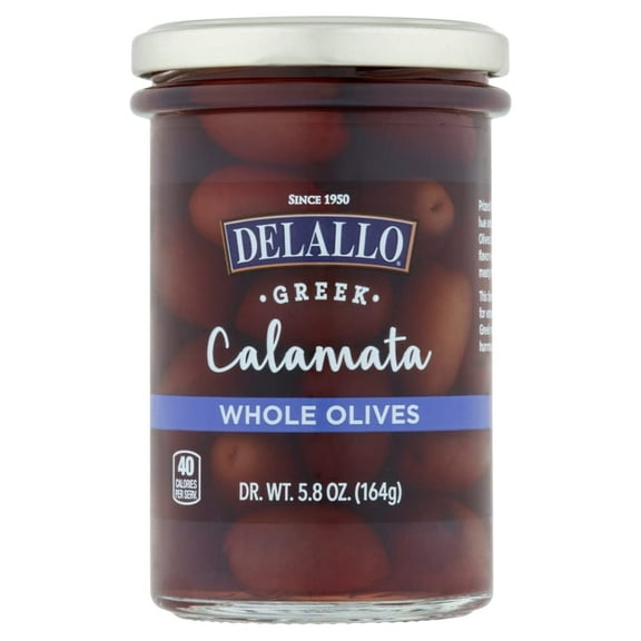 DeLallo Whole Greek Calamata Olives, 5.8oz Jar, 6-Pack