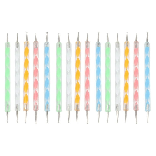 M Buder Set de 25 Plumas Acrílicas para Arte de Uñas Doble Punta Redonda Herramienta de Punteo y Hendidura para Manicura y Decoración Profesional (13.5 cm / 5.3 pulgadas)