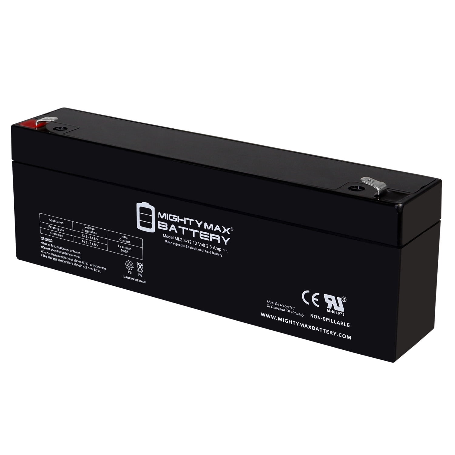 12V 2.3AH F1 SLA Replacement Battery Compatible With UT1222 925