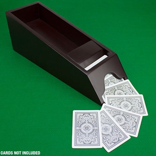 Brybelly GBJ-009 8 Deck Wooden Blackjack Dealer Shoe with 8 Decks of Playing Cards 