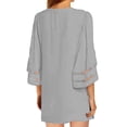 thumbnail image 3 of LEKODE Open Front 3/4 Mesh Ruffle Sleeve Chiffon Kimono Shrug Womens Mid Loose Fit Lightweight Everyday Beach Tank Layering Outer Tops Gray 3XL, 3 of 4
