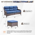 thumbnail image 2 of Gymojoy 3-Seat Patio Wicker Sofa Outdoor Rattan Couch Furniture Steel Frame with 6 in. Cushions and Ottoman for Porch Deck Garden, 2 of 13