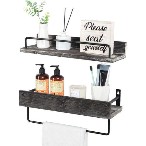 J JACKCUBE DESIGN Set of 2 Floating Bathroom Shelves, Rustic Wood