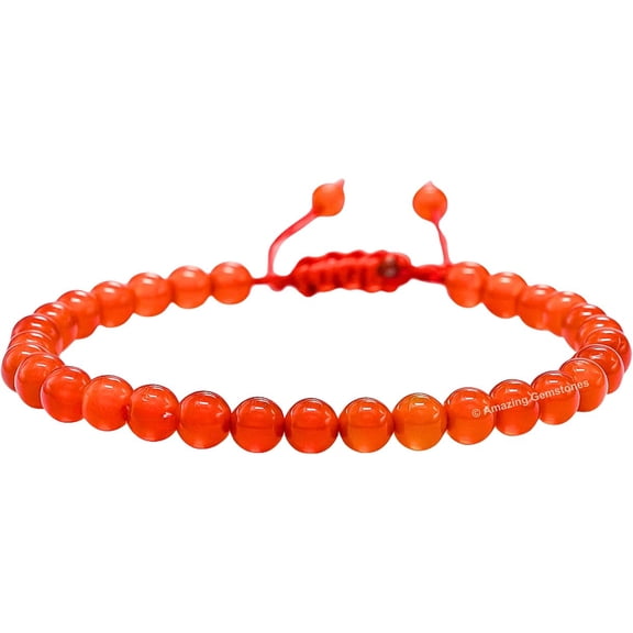 Carnelian Crystal Bracelet - 6mm Beaded Bracelet and Healing Stones