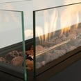 thumbnail image 3 of 28 inch Tabletop Fire Pit Table, 40,000 BTU Propane Fire Pit w/Wind Glass Shield and Laval Rocks, Outdoor Portable Fireplace Rectangular Fire Bowl with Bottom Air Intake, Umbrella Hole, Black, 3 of 8