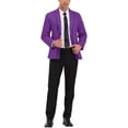 thumbnail image 2 of Lars Amadeus Men's Notched Lapel Long Sleeves Center-Vent Back One-Button Blazer, 2 of 6