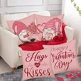 thumbnail image 4 of Set of 4 Happy Valentine‘s Day Pillow Covers 18x18 Inch Set of 4 Pink Stripes Hugs and Kisses with Gnomes Rose Flowers Envelope Love Heart Throw Pillow Cases Cotton Linen Cushion Cover, 4 of 5