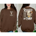 thumbnail image 3 of Fiaer Women Christian Sweatshirt Floral Graphic Plus Size Pullover Crew Neck Long Sleeve Baggy Trendy Tops Brown S, 3 of 4