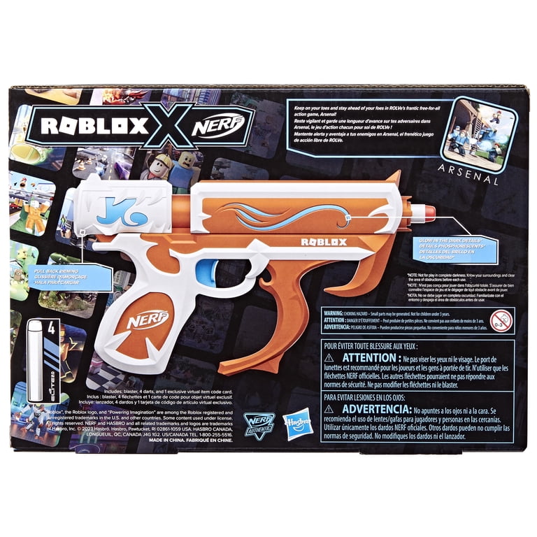 Nerf Roblox Arsenal Soul Catalyst Dart Gun Toy with 4 Elite Nerf