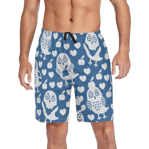 GZHJMY Owl Pajama Pants Short for Men, Lounge Pants Lightweight Men Pajama Bottoms with Drawstring Pockets, Christmas New Year Birthday Gifts, Medium