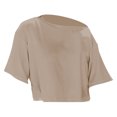 thumbnail image 5 of Trendfront Womens Summer Crew Neck Elbow Sleeve Tops Cropped Length Solid Color Tees Plain Casual Everyday Style Wear T-Shirts, 5 of 6