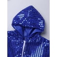 thumbnail image 5 of YONGHS Kids Sequin Performance Jazz Hip Hop Dance Outfits Long Sleeve Jacket Top with Pants Hat Set Blue 4-5, 5 of 7