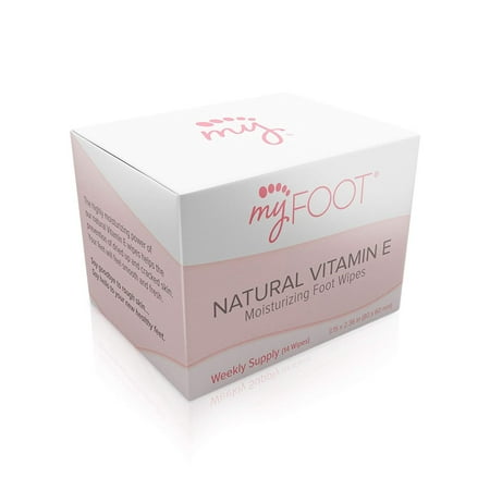 Heel Tablet Vitamins - MyFoot Moisturizing Foot Wipes, Helps to Soothe Dry Heels, Repair and Rehydrate Healthy Feet, with Vitamin E & Aloe, Also Use After Foot Mask Peel Exfoliating. 14 Wipes (One Week Supply)