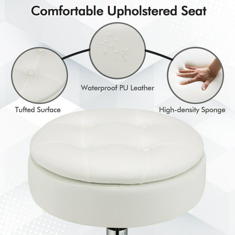 Costway Vanity Stool Adjustable 360 Swivel Storage Makeup Chair w