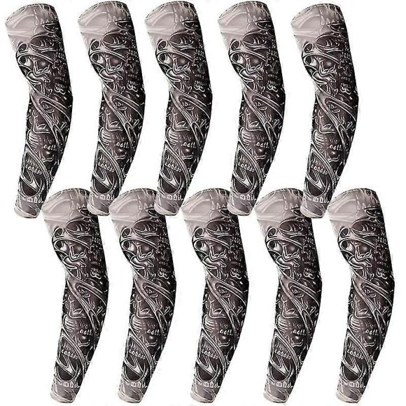 10x Summer Outdoor Cycling Sunscreen 3D Print Tattoo Sleeve Man UV Protection Women's Arm Sleeves