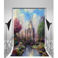 thumbnail image 3 of ABPHOTO 5x7ft Photography Backdrop Fairytale Angel Castle Blue Sky White Cloud Rainbow Pathway Stream Backdrops for Photo Shoots Lovers Party Game Adult Kids Baby, 3 of 4