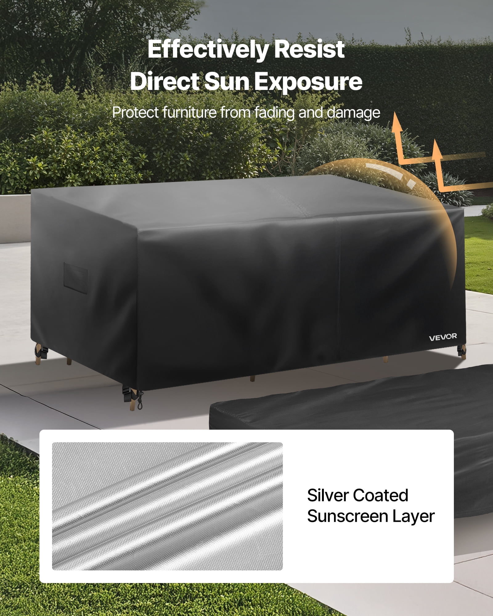 VEVOR Patio Furniture Cover 4-Piece Set, 420D Heavy Duty Waterproof Outdoor Dining Table and Chairs Cover Set, Lawn Patio Furniture Covers for Outdoor Sofa, Couch, Chairs, Coffee Table, Black