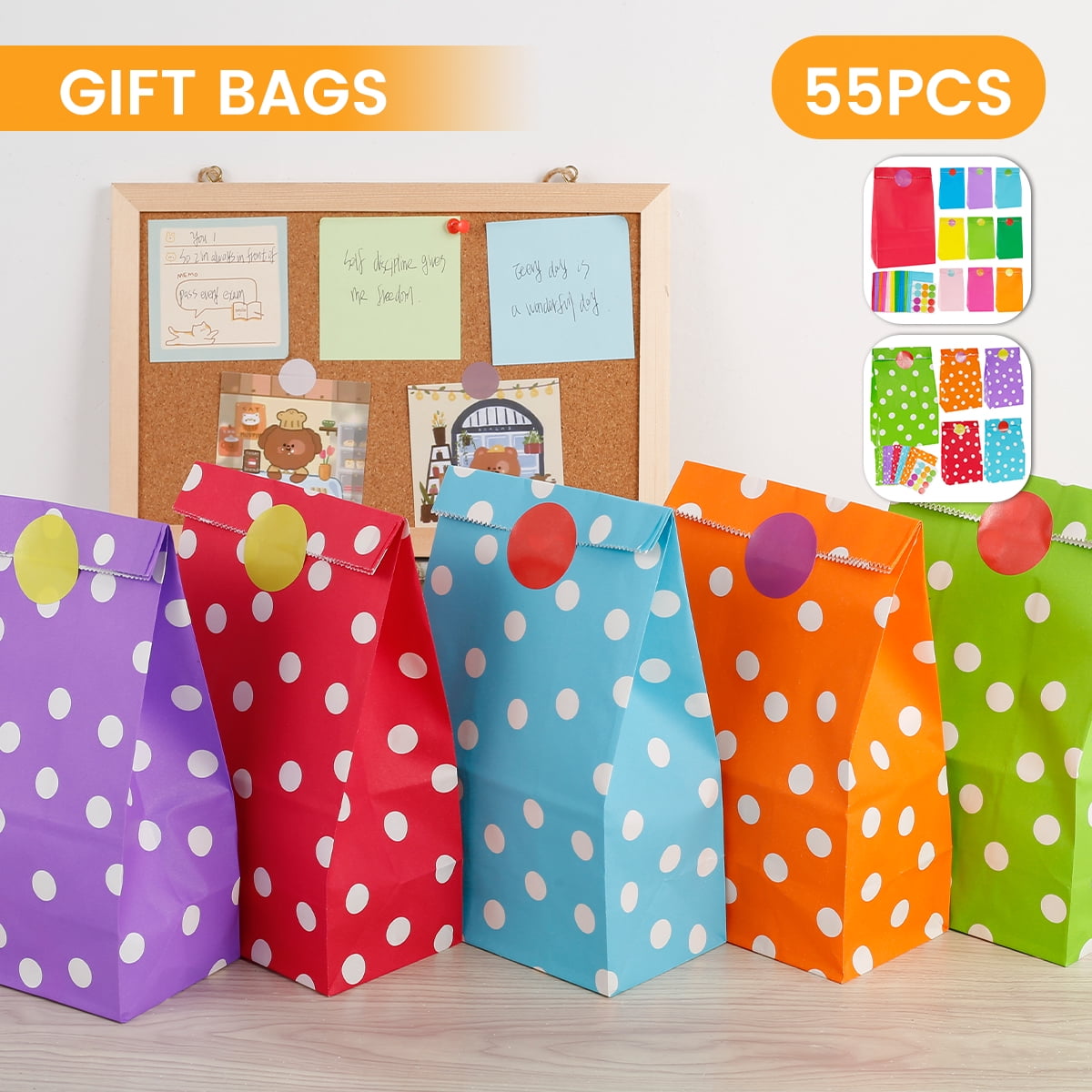 12 x Party Bags & Toppers Personalised Fill with own sweet POLKA DOT VINTAGE 