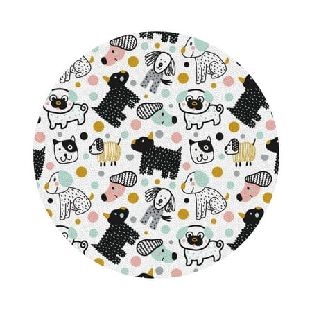 

Cauagu Funny Puppy for Round Coaster Drink Coasters Set of 4 Leather Bar Beer Beverage Cup Mat for Drinks for Tabletop Protection & Coffee Table Decor