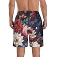 thumbnail image 3 of KLL Colorful Flower Peacock Men's Casual Summer Beach Shorts Hawaiian Shorts with Pockets-3X-Large, 3 of 5