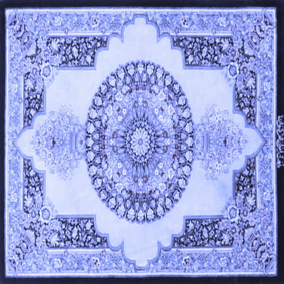 Ahgly Company Machine Washable Indoor Square Persian Blue Traditional Area Rugs, 8' Square