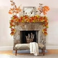 thumbnail image 3 of Cheapark Artificial Maple Leaf Vine Garland With Faux Fall Leaves For Halloween Thanksgiving Home Wall Mantle Decor, 3 of 6