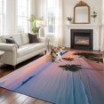 thumbnail image 3 of Summer Beach Sunset Landscape Living Room Rugs 5'x7', Coastal Ocean Palm Tree Cloud Sky Wave Low Pile Throw Large Area Rugs Non-Slip Sturdy Edge Binding Carpet for Dining Room Bedside Kitchen, 3 of 9