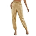 thumbnail image 2 of XDIAHBPL Casual Pants For Womens Pants Sparkly Pants For Elastic High Waisted Shiny Sequin Trousers Loose Long Pencil, 2 of 7