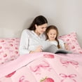thumbnail image 4 of spefrowx Watercolor Strawberry Bow Print Twin Comforter Sets for Teens, Blush Pink Fruit Bedding Set, Pink Reversible, 2-Piece, 1 Comforter and 1 Pillowcase, 4 of 6