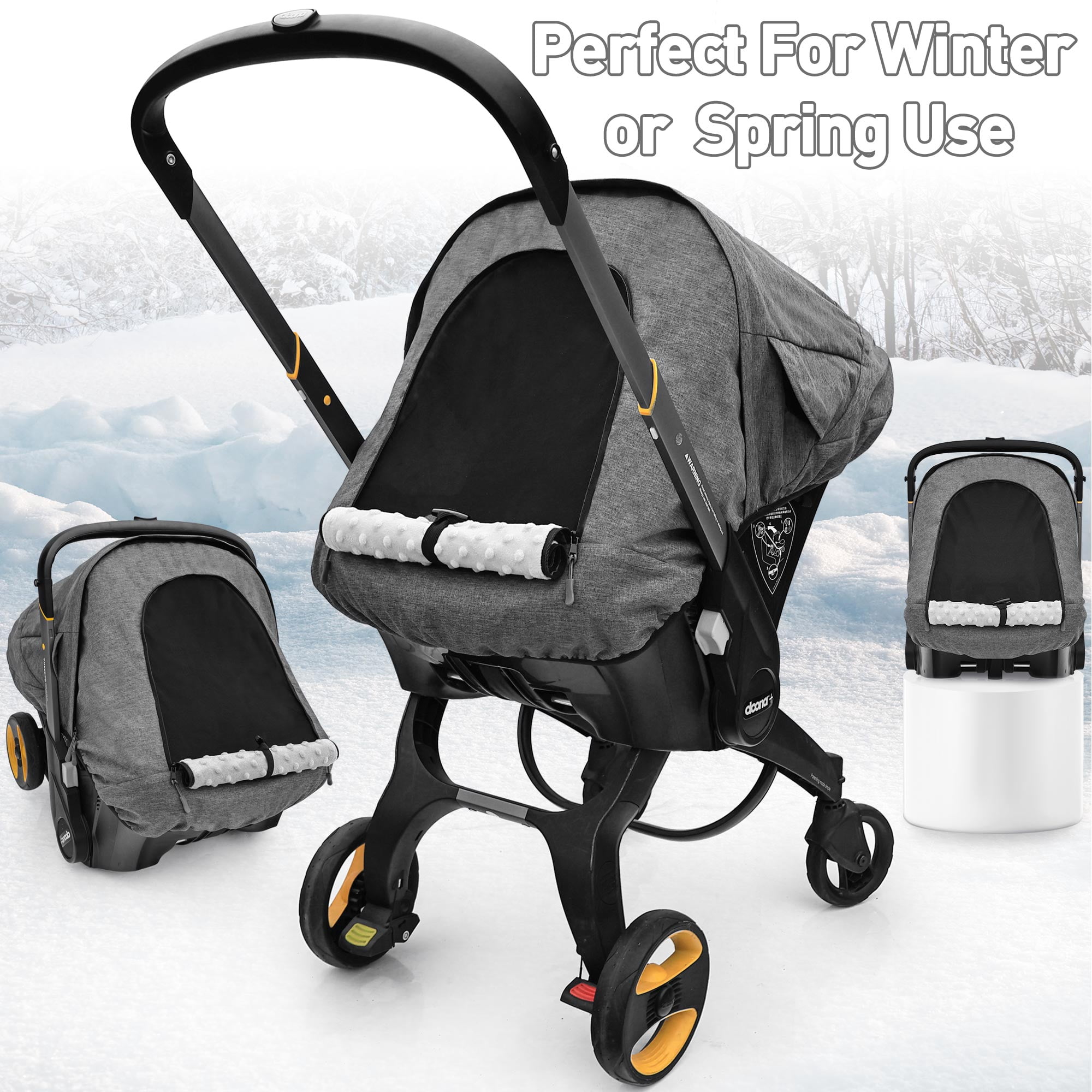 Waterproof Baby Car Seat Cover Compatible with Doona Car Seat and Stroller,Patented Windproof Car Seat Canopy for Boys & Girls, Keeps Babies Warm and Cozy(Gray)