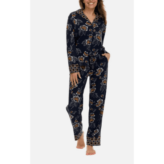 Vera Bradley Women's 100% Cotton 2-Piece Blue Floral Pajama Set Size Small