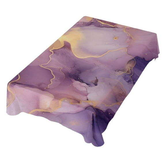 JSTEL Purple & Gold Marble Table Cloth Square 60 x 60 Inch Tablecloth Anti Wrinkle Table Cover for Dining Kitchen Parties