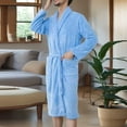 thumbnail image 6 of Htigea Mens Womens Fleece Plush Robe Soft Shawl Collar Bathrobe Warm Winter House Coat with Pocket and Belt Blue,Free Size, 6 of 7
