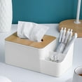 thumbnail image 4 of Clearance! Under $10 Multifunctional Desktop Tissue Box Simple Household Wooden Cover Paper Box with Compartmental Remote Control Stationery Tissue Sto, 4 of 7